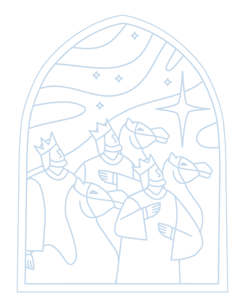 The Magi following the star toward Jesus
